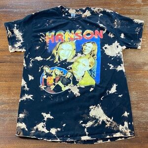 Modern Gildan Black Hanson Bleached Tie-Dye Band Tee T-Shirt Medium M Mmm Bop